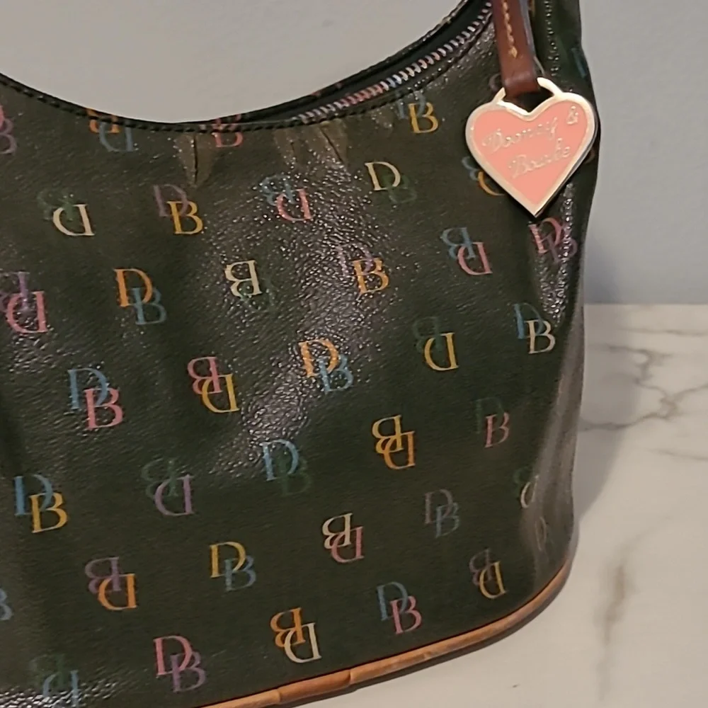 Vintage Dooney & Bourke Rainbow Monogram Logo Mini Hobo Bucket Bag Purse Y2K - Picture 3 of 16